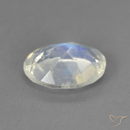Pierre de lune arc-en-ciel Blanc bleuâtre naturelle ovale, 1.62 ct, Transparent