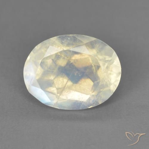 1.94ct Naturel Blanc bleuâtre Pierre de lune arc-en-ciel, ovale, Transparent