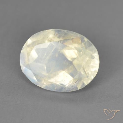 Pierre de lune arc-en-ciel Blanc bleuâtre naturelle ovale, 1.94 ct, Transparent