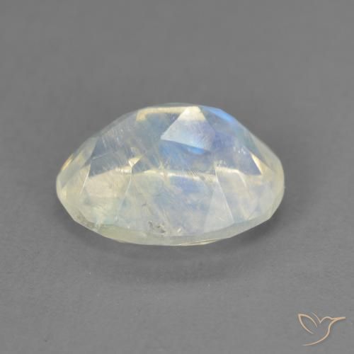 Pierre de lune arc-en-ciel Blanc bleuâtre naturelle ovale, 1.94 ct, Transparent