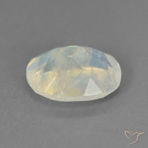 Pierre de lune arc-en-ciel Blanc bleuâtre naturelle ovale, 1.82 ct, Transparent