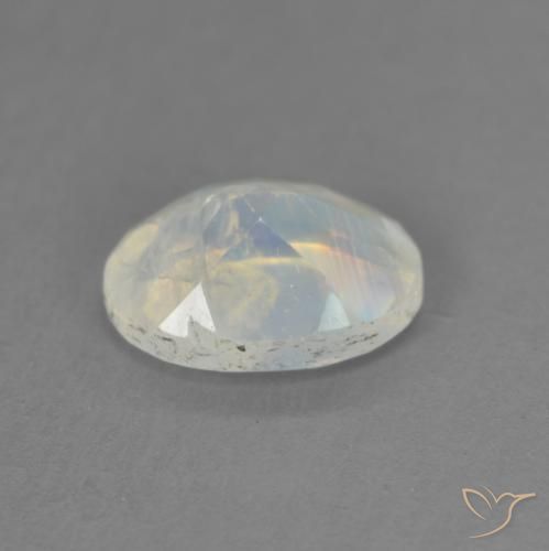 Pierre de lune arc-en-ciel Blanc bleuâtre naturelle ovale, 1.21 ct, Transparent