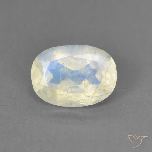 1.25ct Naturel Blanc bleuâtre Pierre de lune arc-en-ciel, ovale, Transparent