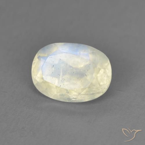 Pierre de lune arc-en-ciel Blanc bleuâtre naturelle ovale, 1.25 ct, Transparent