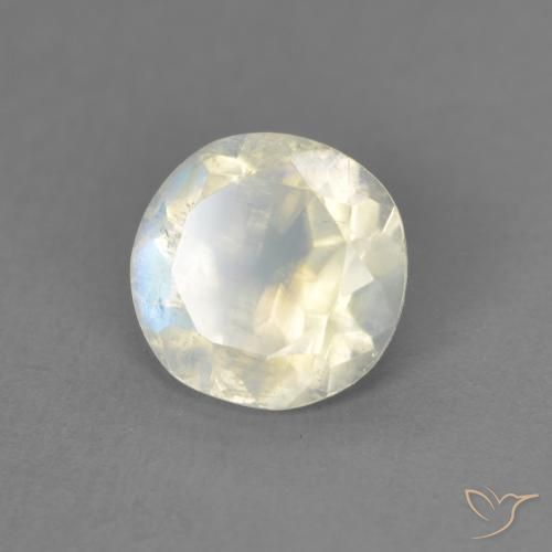 Pierre de lune arc-en-ciel Blanc bleuâtre naturelle Tour, 1.19 ct, Transparent