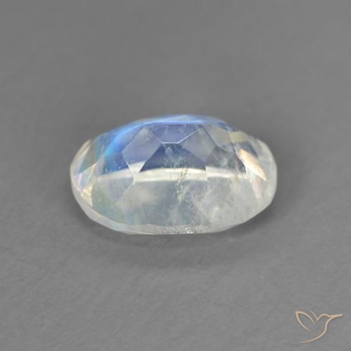 Pierre de lune arc-en-ciel Blanc bleuâtre naturelle ovale, 1.33 ct, Transparent