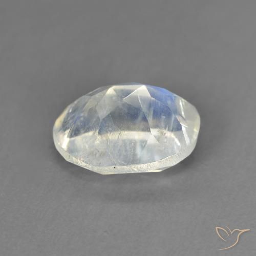 Pierre de lune arc-en-ciel Blanc bleuâtre naturelle ovale, 1.44 ct, Transparent