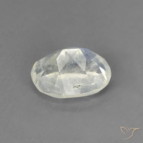 Pierre de lune arc-en-ciel Blanc bleuâtre naturelle ovale, 1.33 ct, Transparent