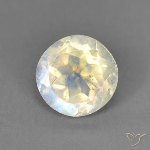 1.41ct Naturel Blanc bleuâtre Pierre de lune arc-en-ciel, Tour, Transparent