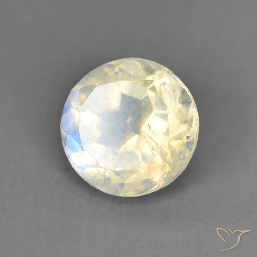 Pierre de lune arc-en-ciel Blanc bleuâtre naturelle Tour, 1.41 ct, Transparent