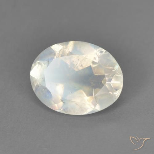 Pierre de lune arc-en-ciel Blanc bleuâtre naturelle ovale, 1.75 ct, Transparent
