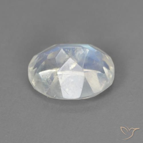 Pierre de lune arc-en-ciel Blanc bleuâtre naturelle ovale, 2.13 ct, Transparent