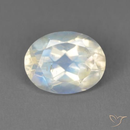 2.05ct Naturel Blanc bleuâtre Pierre de lune arc-en-ciel, ovale, Transparent
