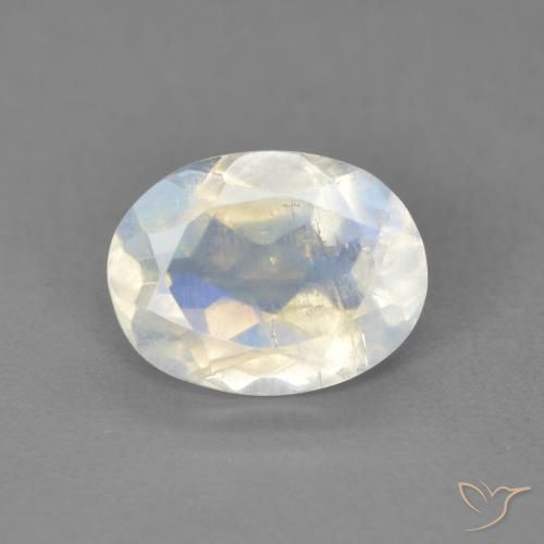 1.60ct Naturel Blanc bleuâtre Pierre de lune arc-en-ciel, ovale, Transparent