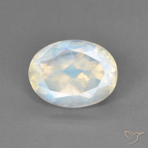 2.00ct Naturel Blanc bleuâtre Pierre de lune arc-en-ciel, ovale, Transparent