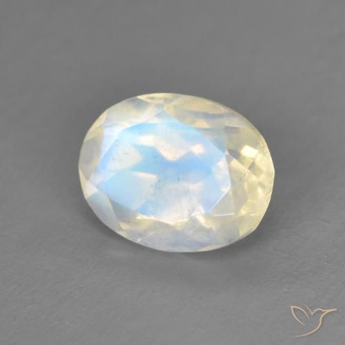 Pierre de lune arc-en-ciel Blanc bleuâtre naturelle ovale, 2.00 ct, Transparent
