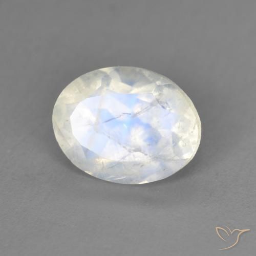 1.94ct Naturel Blanc bleuâtre Pierre de lune arc-en-ciel, ovale, Transparent