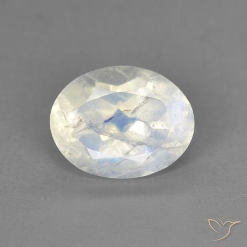 Pierre de lune arc-en-ciel Blanc bleuâtre naturelle ovale, 1.94 ct, Transparent