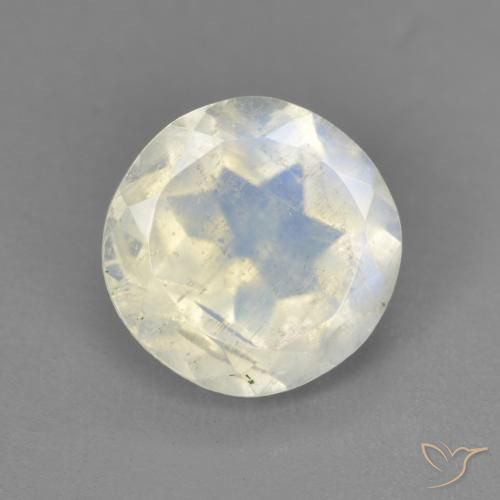 Pierre de lune arc-en-ciel Blanc bleuâtre naturelle Tour, 2.38 ct, Transparent