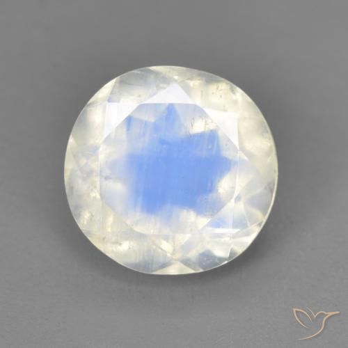 2.54ct Naturel Blanc bleuâtre Pierre de lune arc-en-ciel, ovale, Transparent