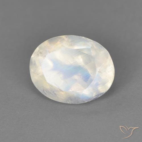 1.90ct Naturel Blanc bleuâtre Pierre de lune arc-en-ciel, ovale, Transparent