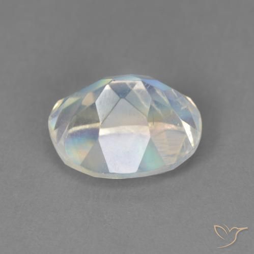 Pierre de lune arc-en-ciel Blanc bleuâtre naturelle ovale, 2.10 ct, Transparent