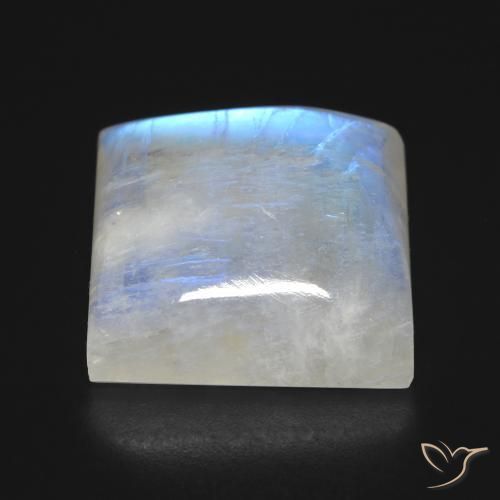 Pierre de lune arc-en-ciel Blanc bleuâtre naturelle Carré, 42.13 ct, Transparent
