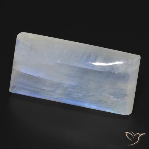 Pierre de lune arc-en-ciel Blanc bleuâtre naturelle Baquette, 26.11 ct, Transparent