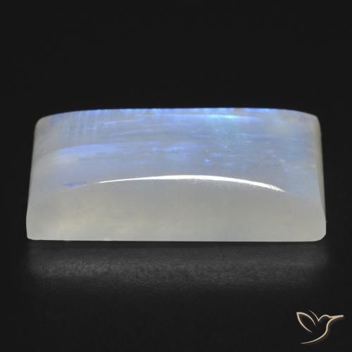 Pierre de lune arc-en-ciel Blanc bleuâtre naturelle Baquette, 26.11 ct, Transparent