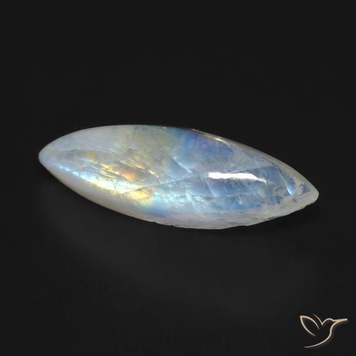 Pierre de lune arc-en-ciel Blanc bleuâtre naturelle Marquise, 7.91 ct, Transparent