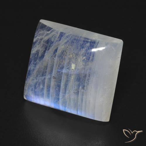 Pierre de lune arc-en-ciel Blanc bleuâtre naturelle Baquette, 7.62 ct, Transparent