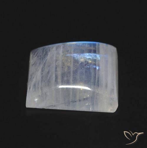 Pierre de lune arc-en-ciel Blanc bleuâtre naturelle Baquette, 7.62 ct, Transparent