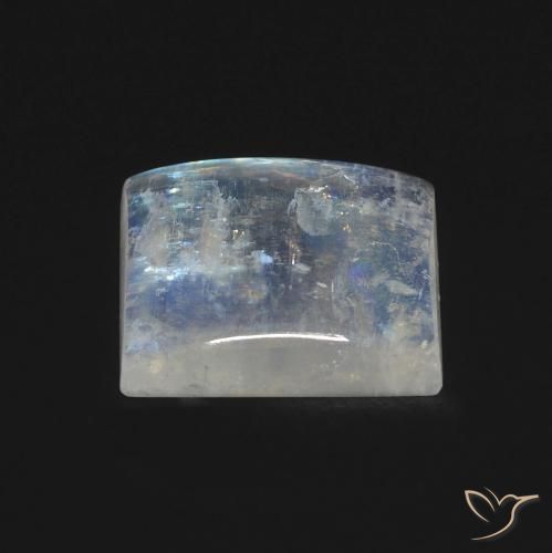 Pierre de lune arc-en-ciel Blanc bleuâtre naturelle Carré, 5.32 ct, Transparent