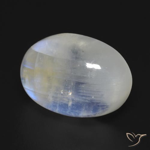 Pierre de lune arc-en-ciel Blanc bleuâtre naturelle ovale, 13.76 ct, Transparent