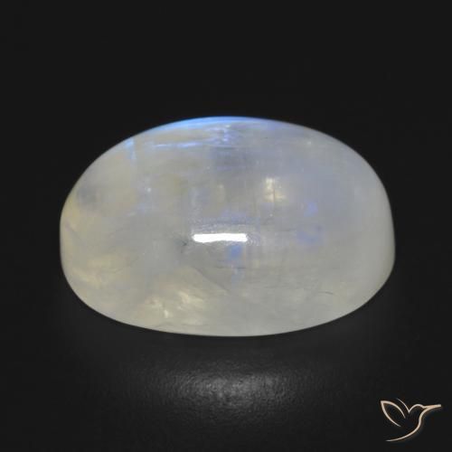 Pierre de lune arc-en-ciel Blanc bleuâtre naturelle ovale, 13.76 ct, Transparent