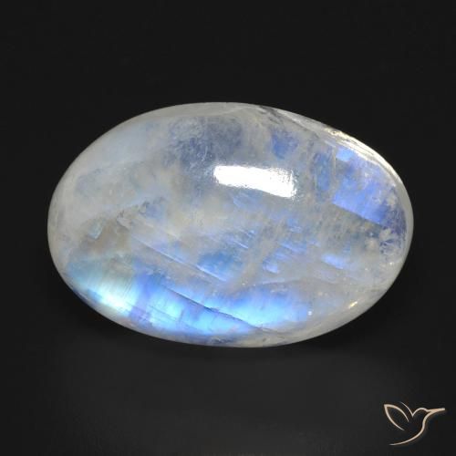 Pierre de lune arc-en-ciel blanc naturelle coupe ovale, 17,27 ct, transparent