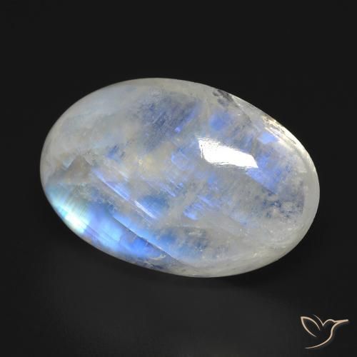 Pierre de lune arc-en-ciel blanc naturelle coupe ovale, 17,27 ct, transparent