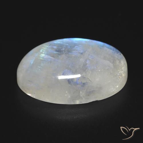 Pierre de lune arc-en-ciel blanc naturelle coupe ovale, 17,27 ct, transparent