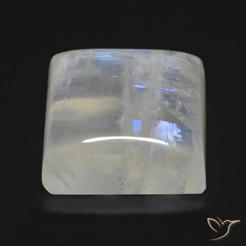 Pierre de lune arc-en-ciel Blanc bleuâtre naturelle Carré, 23.18 ct, Transparent