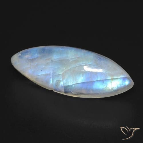 10.03ct Naturel Blanc bleuâtre Pierre de lune arc-en-ciel, Marquise, Transparent