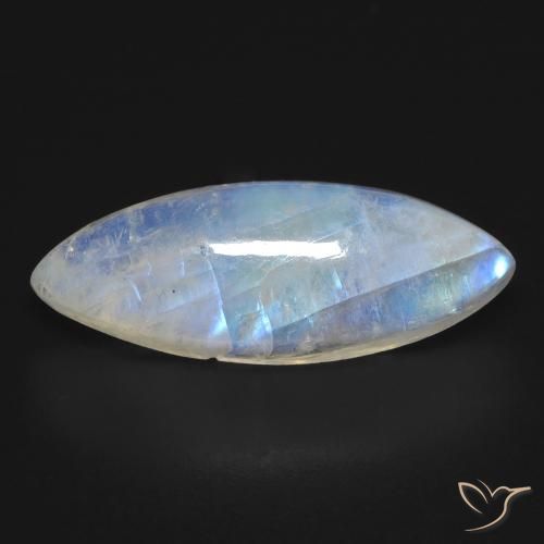 Pierre de lune arc-en-ciel Blanc bleuâtre naturelle Marquise, 10.03 ct, Transparent
