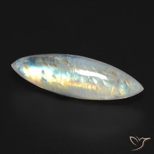 Pierre de lune arc-en-ciel Blanc bleuâtre naturelle Marquise, 6.60 ct, Transparent