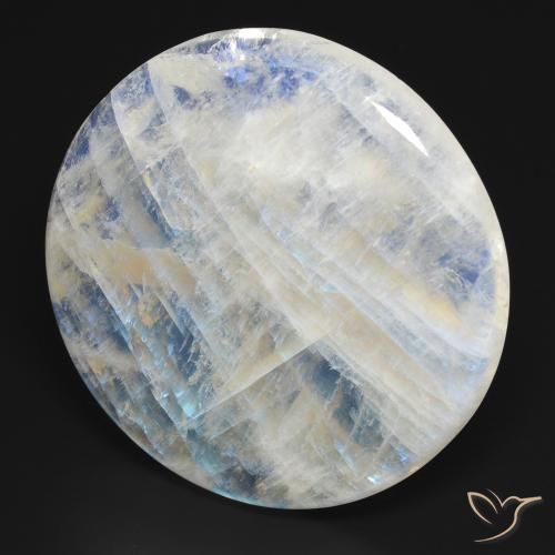Pierre de lune arc-en-ciel Blanc bleuâtre naturelle Tour, 105.67 ct, Transparent