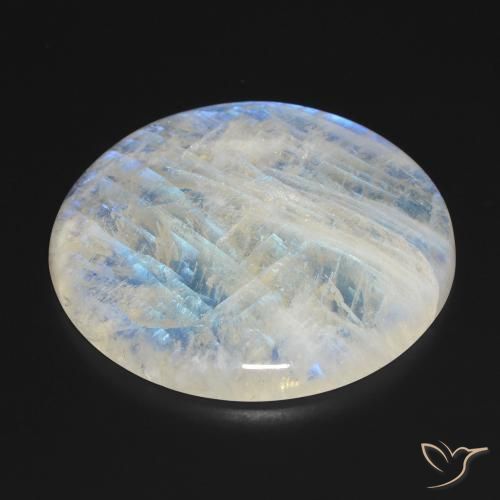 Pierre de lune arc-en-ciel Blanc bleuâtre naturelle Tour, 105.67 ct, Transparent