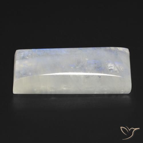 Pierre de lune arc-en-ciel Blanc bleuâtre naturelle Baquette, 27.29 ct, Transparent