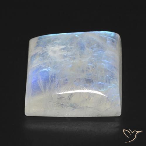 Pierre de lune arc-en-ciel Blanc bleuâtre naturelle Carré, 19.23 ct, Transparent
