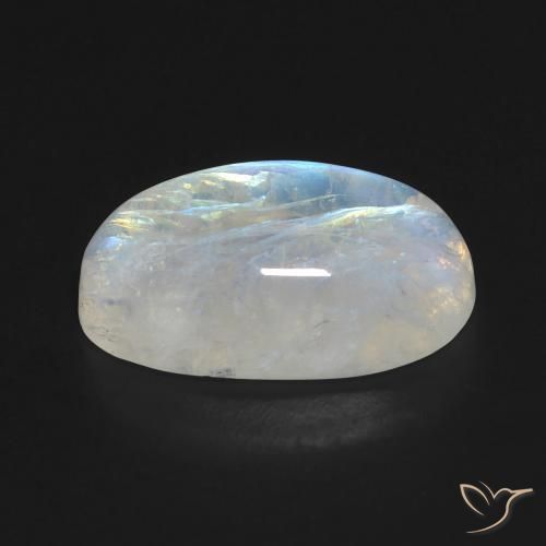 Pierre de lune arc-en-ciel Blanc bleuâtre naturelle ovale, 8.60 ct, Transparent