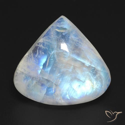 13.53ct Naturel Blanc bleuâtre Pierre de lune arc-en-ciel, En forme de poire, Transparent