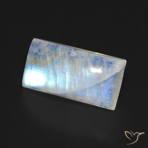 Pierre de lune arc-en-ciel Blanc bleuâtre naturelle Baquette, 6.47 ct, Transparent