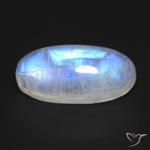 Pierre de lune arc-en-ciel blanc naturelle coupe ovale, 12,12 ct, transparent